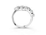 Silver Curved Diamond Cluster Band - Round Stones, Split Shank, Prong Setting_27