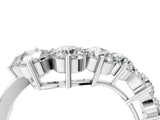 Silver Curved Diamond Cluster Band - Round Stones, Split Shank, Prong Setting_28