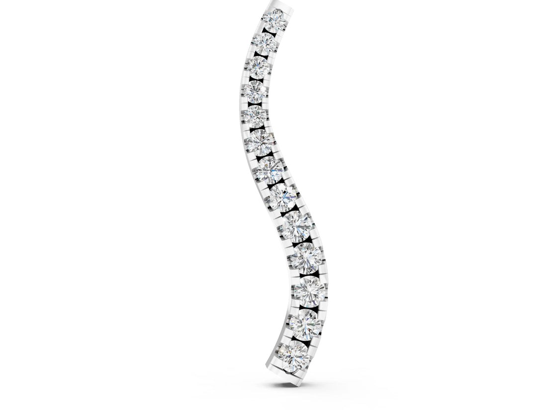 Silver Curved Diamond Pendant with Round Stones in Prong Setting_7
