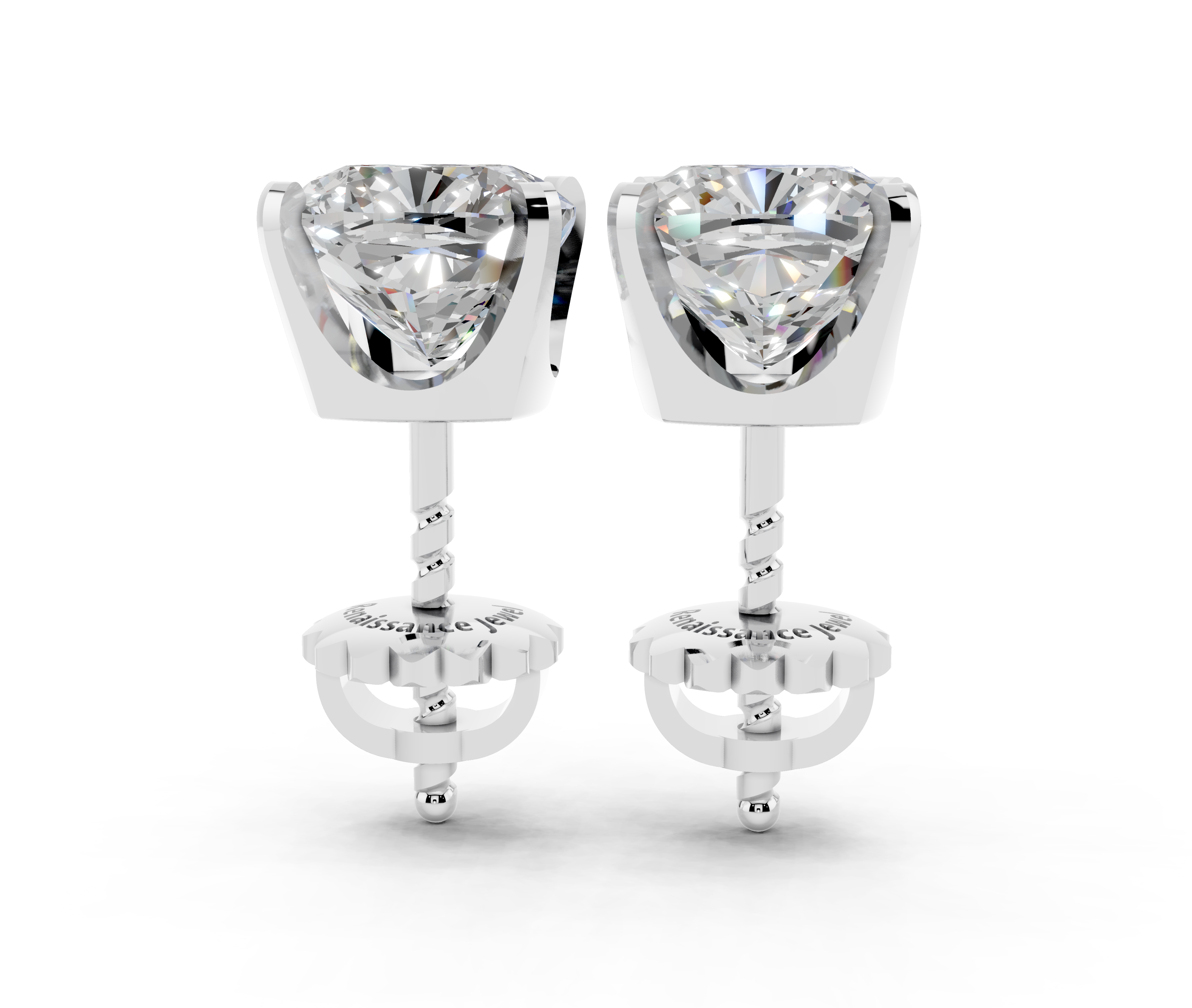 Silver Cushion Brilliant Diamond Stud Earrings 2