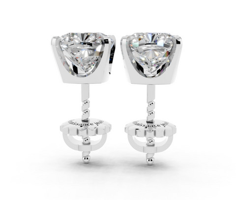 Silver Cushion Brilliant Diamond Stud Earrings 2