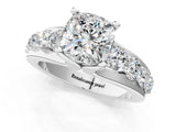 Silver Cushion Brilliant Solitaire with Side Stones on a Pave Band and Four-Prong Setting_15
