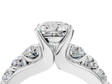 Silver Cushion Brilliant Solitaire with Side Stones on a Pave Band and Four-Prong Setting_18