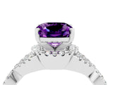 Silver Cushion Cut Amethyst  Halo Twist Band Solitaire Prong Setting Ring_16