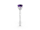 Silver Cushion Cut Amethyst Solitaire Engagement Ring with Classic Band and Four-Prong Setting_14