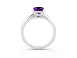 Silver Cushion Cut Amethyst Solitaire Engagement Ring with Classic Band and Four-Prong Setting_15