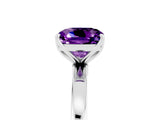 Silver Cushion Cut Amethyst Solitaire Ring with Thin Band and Prong Setting_47