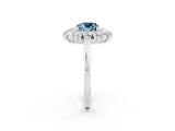 Silver Cushion Cut Aquamarine Floral Double Halo Engagement Ring with Prong Setting_140