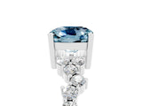 Silver Cushion Cut Aquamarine Scattered Round Accent Ring with Prong Setting_53