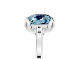 Silver Cushion Cut Aquamarine Solitaire Ring with Flower Prong Setting and Classic Band_5