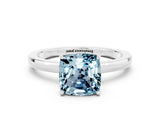 Silver Cushion Cut Aquamarine Solitaire Ring with Thin Band and Prong Setting_54