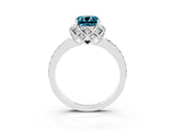Silver Cushion Cut Blue Topaz Scalloped Halo Engagement Ring with Round Shared Prong Band_57