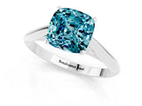 Silver Cushion Cut Blue Topaz Solitaire Engagement Ring with Cathedral Setting and Four-Prong Mount_13