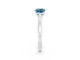 Silver Cushion Cut Blue Topaz Solitaire Engagement Ring with Cathedral Setting and Four-Prong Mount_14