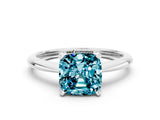 Silver Cushion Cut Blue Topaz Solitaire Engagement Ring with Classic Band and Four-Prong Setting_12