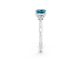 Silver Cushion Cut Blue Topaz Solitaire Engagement Ring with Classic Band and Four-Prong Setting_14
