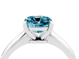 Silver Cushion Cut Blue Topaz Solitaire Engagement Ring with Classic Band and Four-Prong Setting_16