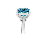 Silver Cushion Cut Blue Topaz Solitaire Engagement Ring with Classic Band and Four-Prong Setting_17