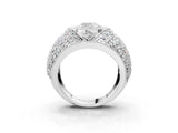 Silver Cushion Cut Brilliant Halo Pave Diamond Milgrain Ring_16