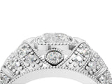 Silver Cushion Cut Brilliant Halo Pave Diamond Milgrain Ring_17
