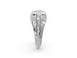 Silver Cushion Cut Brilliant Milgrain Filigree Diamond Ring with Square Prong Setting_15