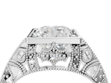 Silver Cushion Cut Brilliant Milgrain Filigree Diamond Ring with Square Prong Setting_17