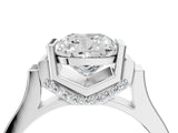 Silver Cushion Cut Brilliant Solitaire Diamond Ring with Channel Set Band and Bar Prong Setting_22