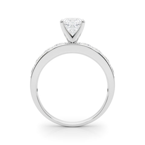 Silver Cushion Cut Channel Set Diamond Engagement Ring with Four-Prong Setting 1
