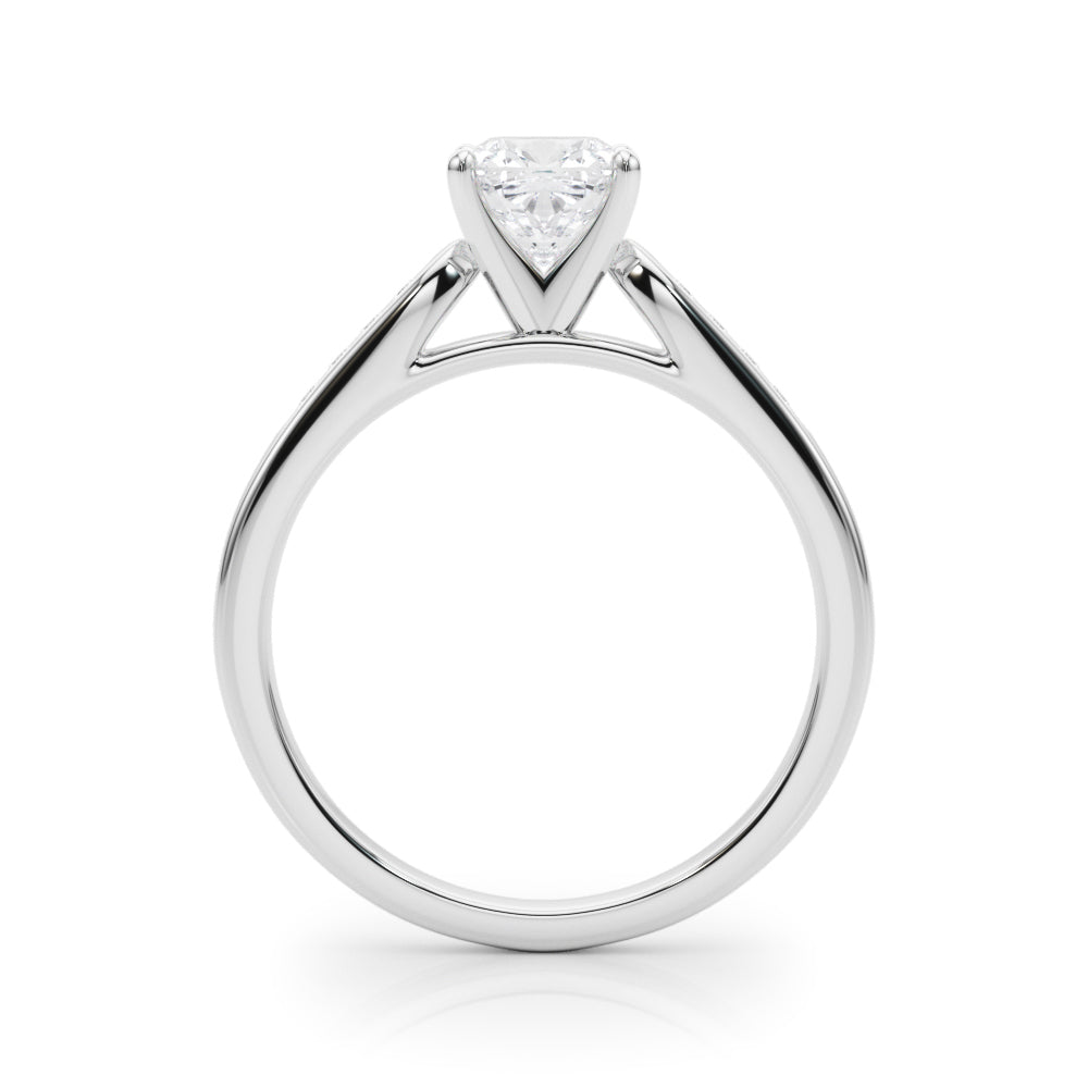 Silver Cushion Cut Channel Set Solitaire Engagement Ring with Four-Prong Setting 1