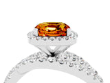 Silver Cushion Cut Citrine Halo Ring with Round Split Shank and Prong Setting_70