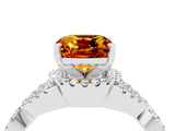 Silver Cushion Cut Citrine  Halo Twist Band Solitaire Prong Setting Ring_16