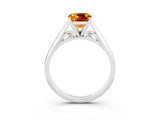 Silver Cushion Cut Citrine Solitaire Engagement Ring with Cathedral Setting and Four-Prong Mount_15