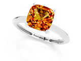 Silver Cushion Cut Citrine Solitaire Engagement Ring with Classic Band and Four-Prong Setting_13