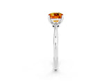 Silver Cushion Cut Citrine Solitaire Engagement Ring with Classic Band and Four-Prong Setting_14