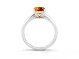 Silver Cushion Cut Citrine Solitaire Engagement Ring with Classic Band and Four-Prong Setting_15