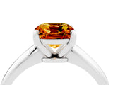 Silver Cushion Cut Citrine Solitaire Engagement Ring with Classic Band and Four-Prong Setting_16