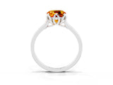 Silver Cushion Cut Citrine Solitaire Ring with Flower Prong Setting and Classic Band_3