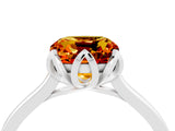 Silver Cushion Cut Citrine Solitaire Ring with Flower Prong Setting and Classic Band_4