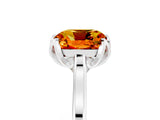 Silver Cushion Cut Citrine Solitaire Ring with Flower Prong Setting and Classic Band_5