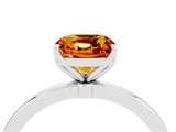 Silver Cushion Cut Citrine Solitaire Ring with Thin Band and Prong Setting_46