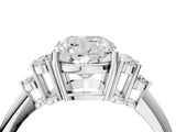 Silver Cushion Cut Cut Diamond Cluster Ring with Solitaire Band and Four-Prong Setting_11