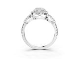 Silver Cushion Cut Cut Diamond Halo Engagement Ring with Open Split Pavé Band_16