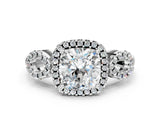 Silver Cushion Cut Cut Halo Diamond Infinity Band with Four-Prong Setting_13