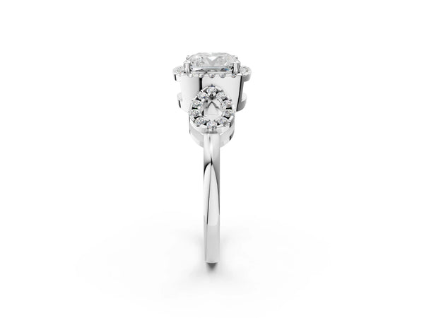 Sterling Silver Cushion Cut Pave Infinity Halo Engagement Ring Setting