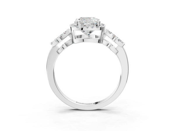 Sterling Silver Cushion Cut Pave Infinity Halo Engagement Ring Setting