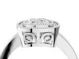 Silver Cushion Cut Cut Halo Pavé Diamond Ring_17