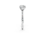 Silver Cushion Cut Diamond Brilliant Solitaire Ring with Pavé Band and Four-Prong Setting_19