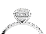 Silver Cushion Cut Diamond Brilliant Solitaire Ring with Pavé Band and Four-Prong Setting_21