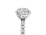 Silver Cushion Cut Diamond Brilliant Solitaire Ring with Pavé Band and Four-Prong Setting_22