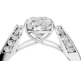 Silver Cushion Cut Diamond Channel Set Solitaire Ring with Four-Prong Setting_14